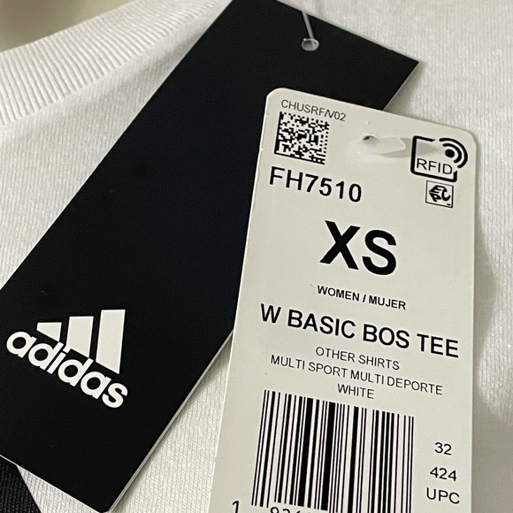 NWT Adidas Women Basic Bos tee White T-shirt XS - Picture 5 of 9